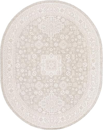 Miniatura 315 de Rugs.com Outdoor Aztec Collection Alfombra – 4 x 6 pies alfombra de tejido plano gris carbón perfecta para salas de estar, grandes comedores, planos