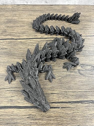 Miniatura 9 de MunnyGrubbers - Juguete para ansiedad de dragón de cristal - Figura coleccionable de plástico flexible de dragón articulado flexible de 26 pulgadas