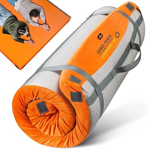 Vista 9 de Colchón de espuma viscoelástica gruesa de 3 pulgadas para acampar [coche/tienda de campaña/cuna] Glamping portátil, colchón de futón enrollable