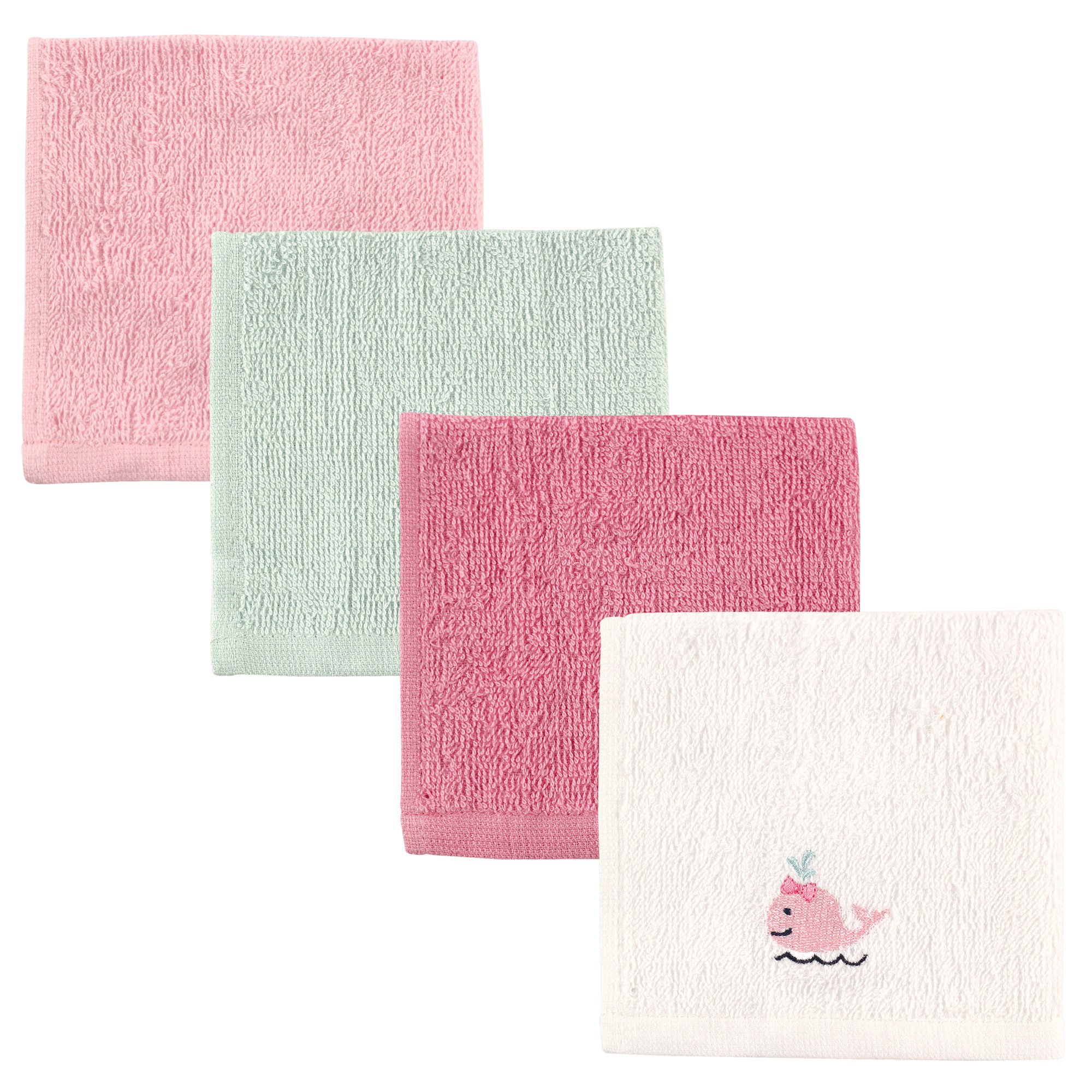 Drap de bain bébé en coton doux Luvable Friends baleine rose lot de 4