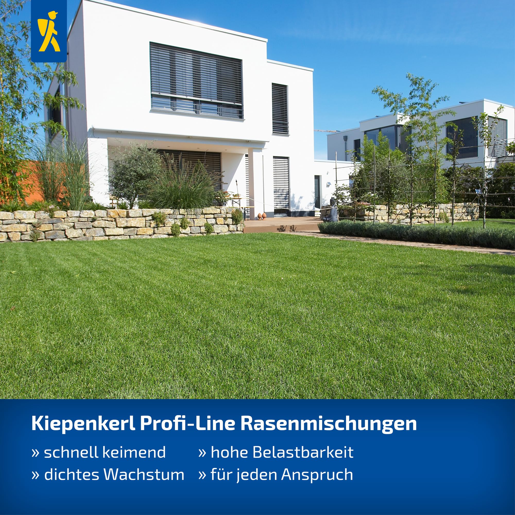 Kiepenkerl Profi-Line 1089054 Gazon de résemencement « Complete » - 2 kg pour 100 m² - Tolérant à la chaleur - Vert intense - Germination rapide - Semences de gazon