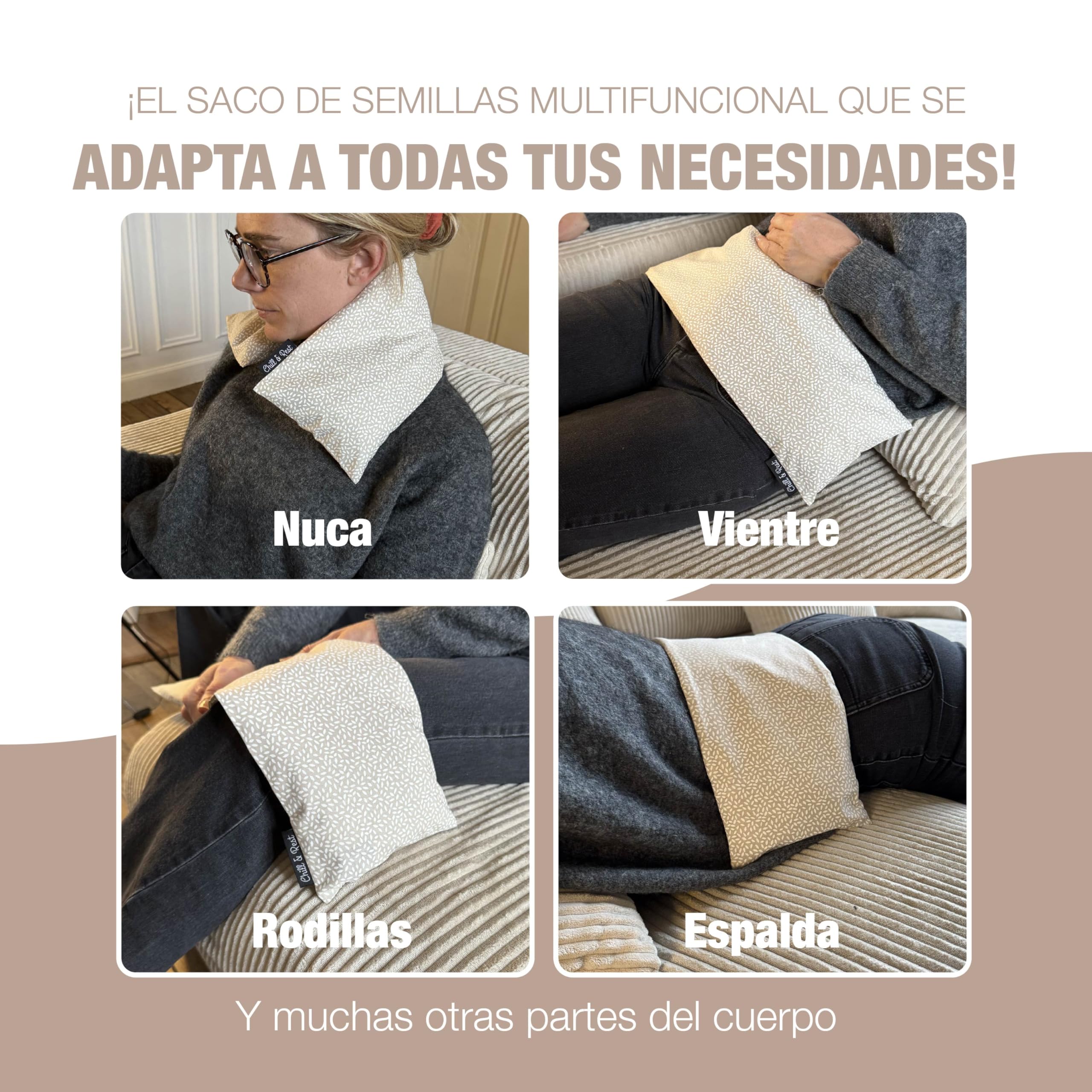 Chill&Rest - Saco de semillas para microondas - saco semillas microondas - saco termico semillas microondas - saquitos de semillas para microondas - Modelo Naturelle Beige