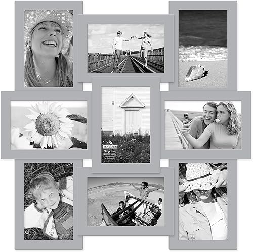 Malden Marco de fotos de collage de pared de rompecabezas gris