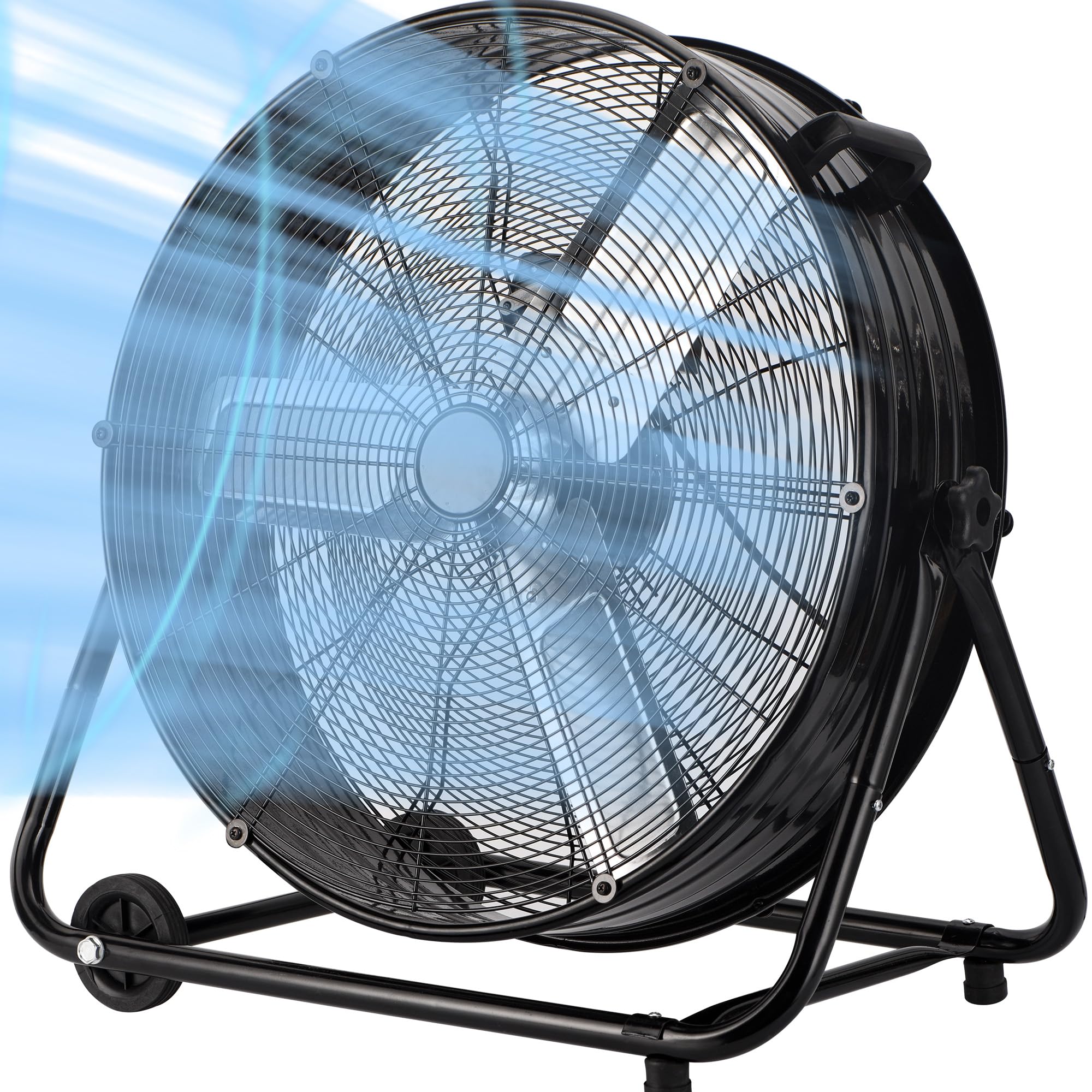 30Inch Industrial Drum Fan,14000CFM Heavy Duty Floor Fan, Powerful 3-Speed Air Circulator with 360° Tilt Castors,550W High Velocity Shop Fan for Warehouse, Facotry, Barn, Garage (Black)