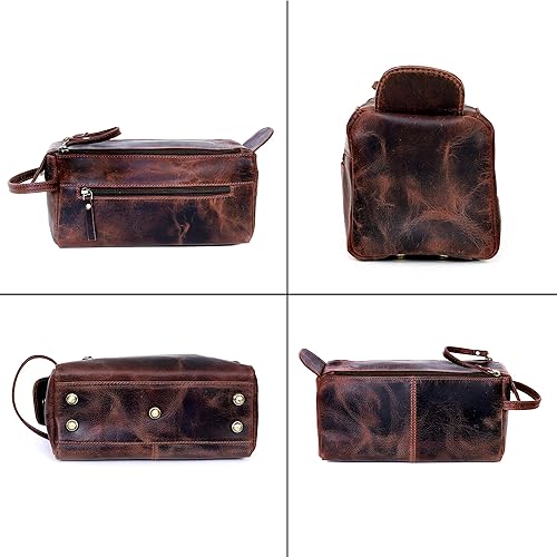 Miniatura 7 de Ruzioon Leather Travel Dopp Kit Toiletry Bag Men Shaving Women and Mens Case Bags Organizer Bathroom Shaving kit