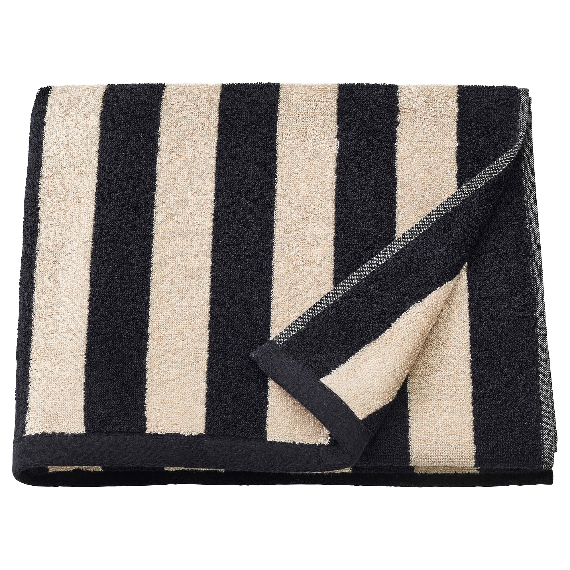 Serviette de bain coton rayé 70 x 140 cm SLÅNHÖSTMAL noir beige