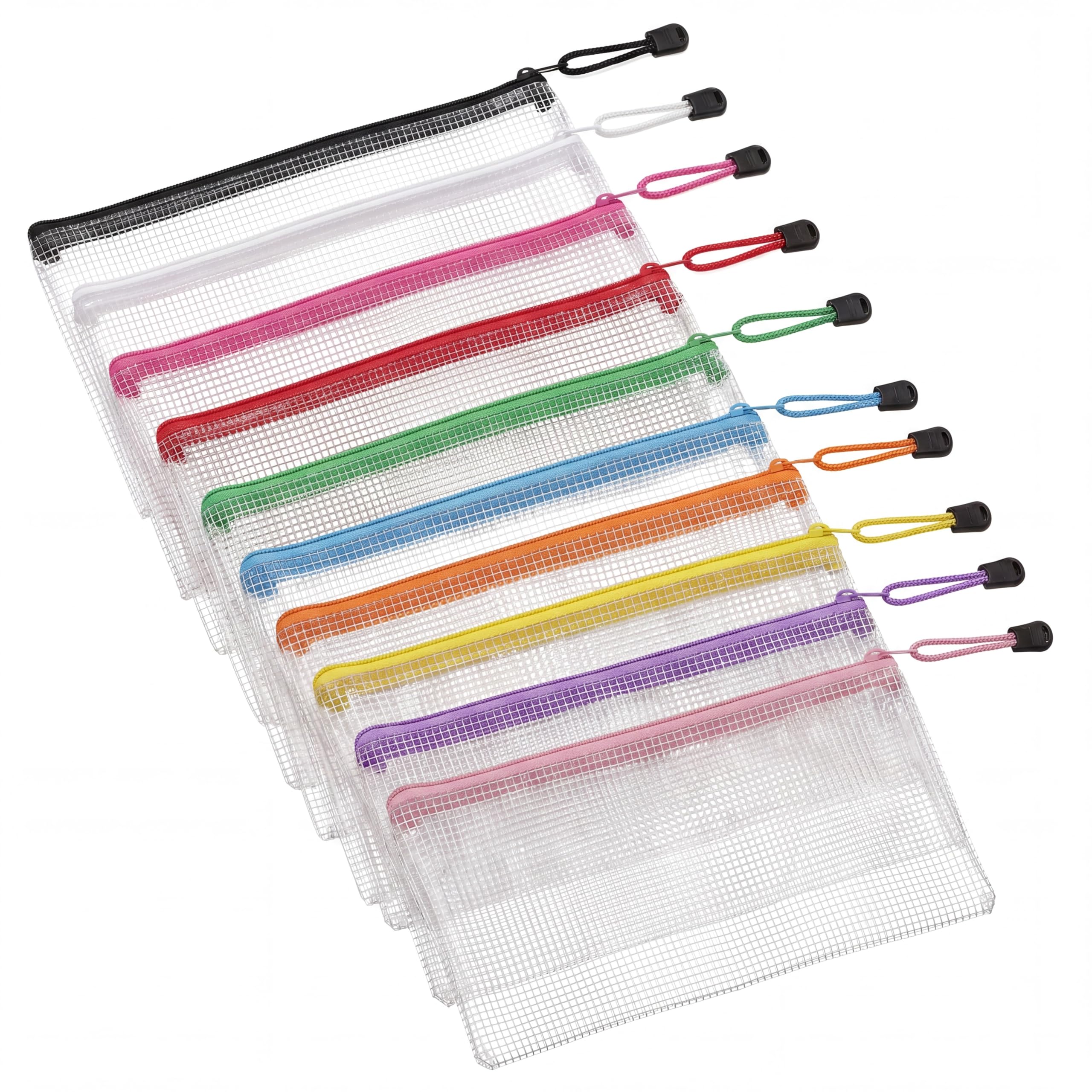 10 Pcs Plastic Wallets, Zip Lock Bags, Zip Pouches, Mesh Zipper Pouch Bags
