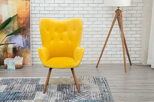 Miniatura 5 de Roundhill Furniture - Silla decorativa doarnin contemporánea de terciopelo sedoso con respaldo de botones, Tela, Amarillo
