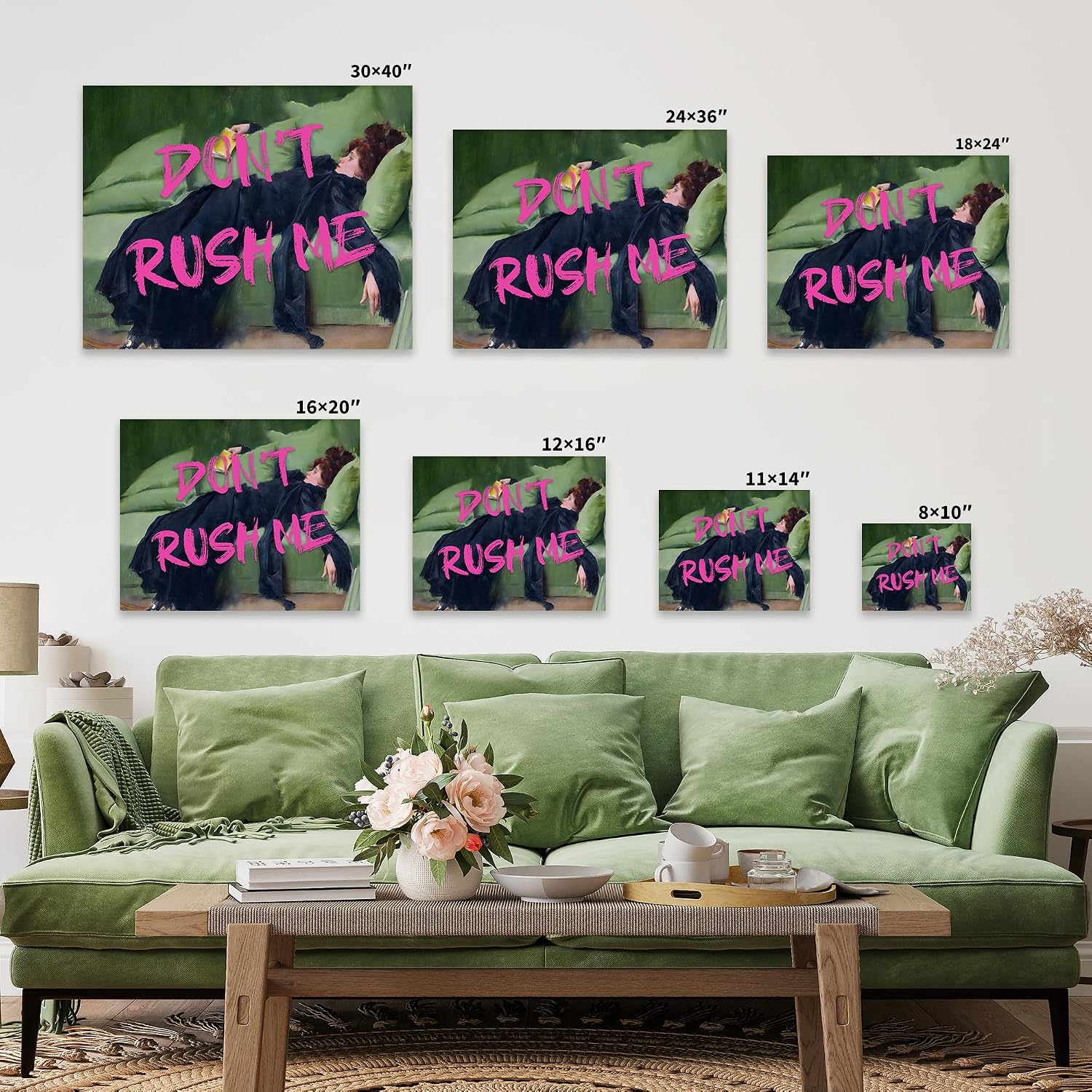 Monem Art Decadent Young Woman Canvas - Don't Rush Me Print - Altered Art - Gift for Men & Women - Pop Art Decor for Bedroom, Dorm or Bathroom - Available in 8x10 to 30x40