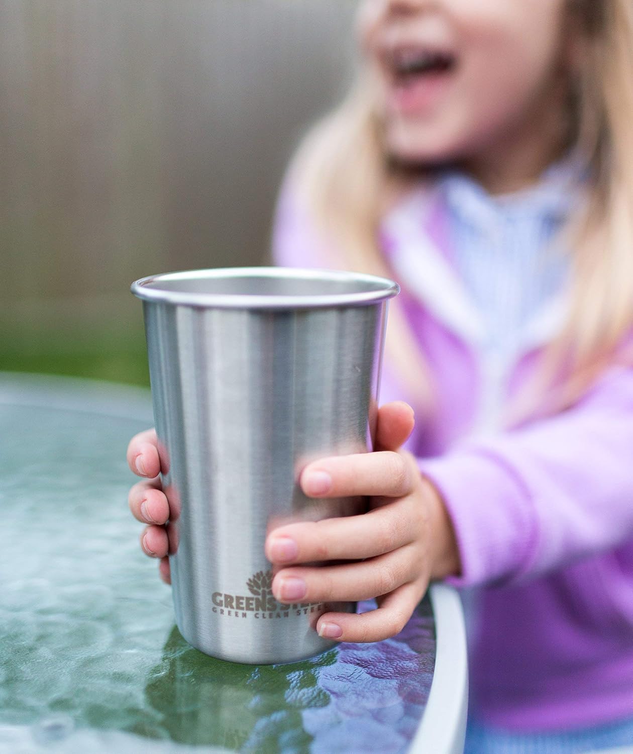 Greens Steel Premium Stainless Steel Cups Rainbow 16oz (4 Pack) and Stainless Steel 16oz (4 Pack) Bundle - Durable Stackable BPA Free Metal Cups