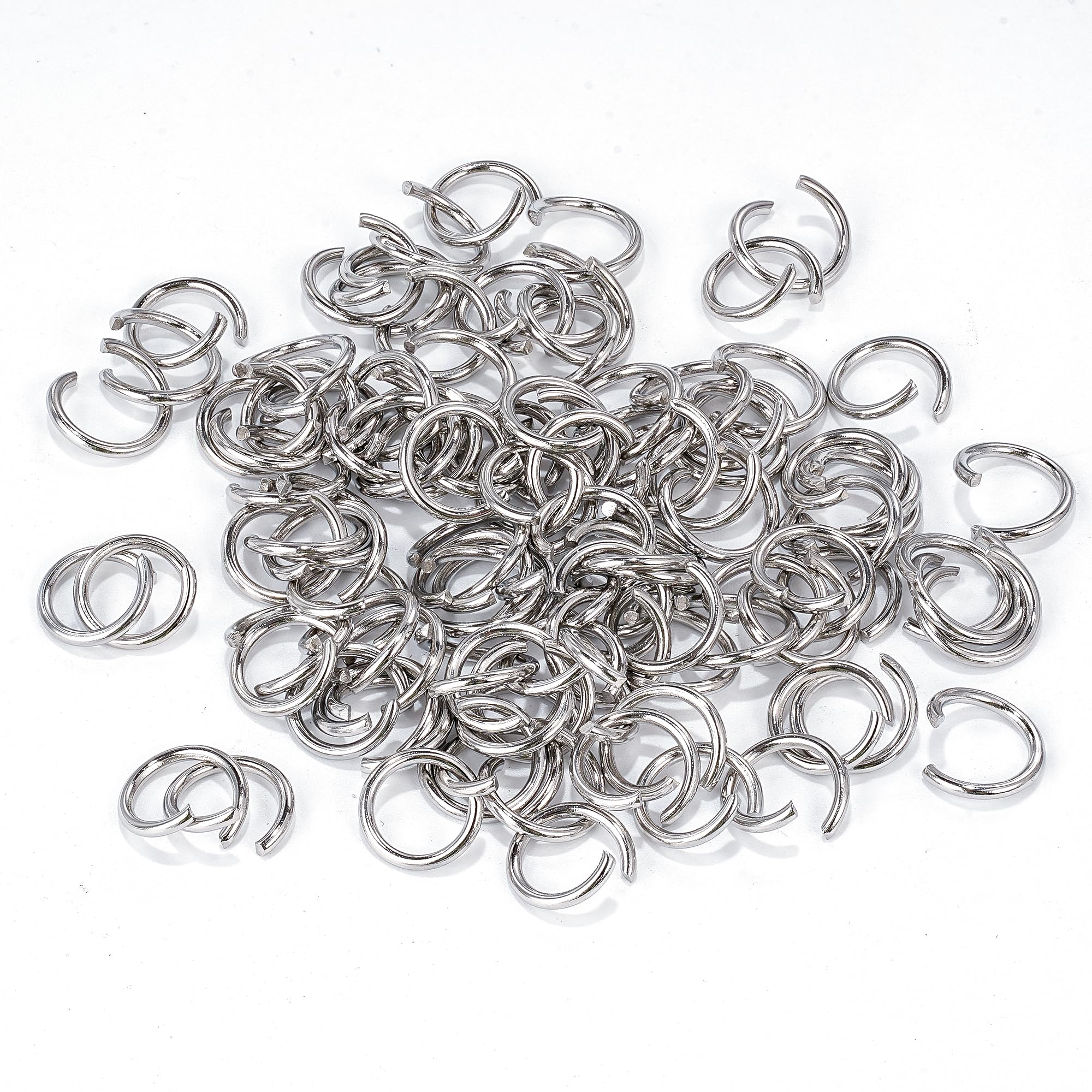 500Pcs 12mm Stainless Steel Open Jump Rings 1.5mm Thick Metal O Rings Single Loop Connectors for Jewelry Necklaces Bracelet Earrings Keychains Chainmail DIY Making