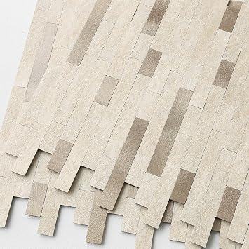 BeNice Marble Peel and Stick Backsplash Stick Tiles Subway Beige 5pcs