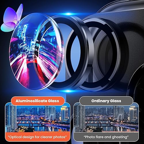 Miniatura 3 de Hoerrye Protector de lente de cámara para iPhone 15 Pro y iPhone 15 Pro Max, protector de pantalla de cámara de vidrio templado 9H, compatible con