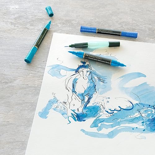 Miniatura 3 de Faber-Castell Pitt - Juego de 6 bolígrafos de letras con pincel azul