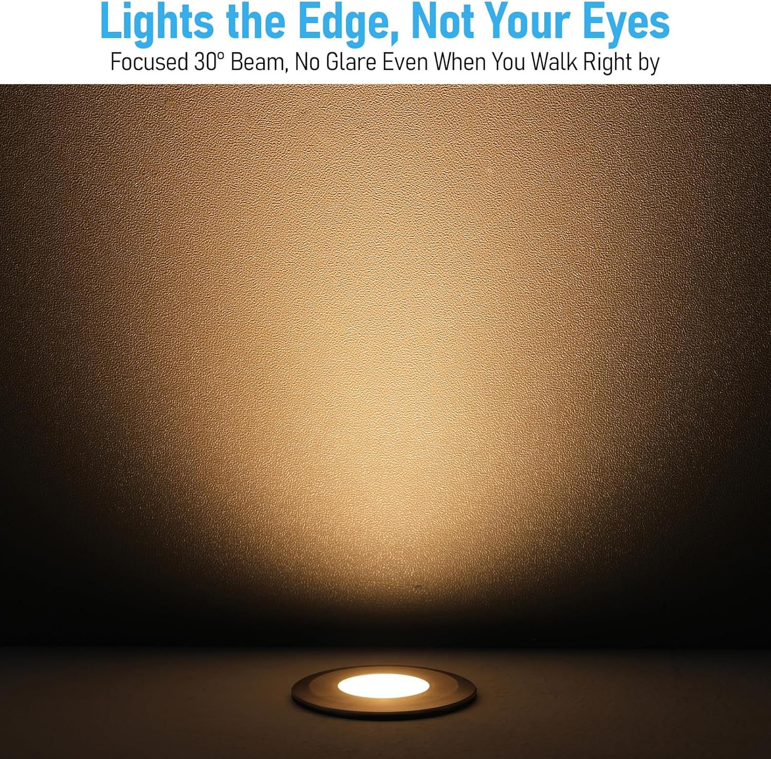 LEONLITE 12-Pack Recessed Low Voltage LED Deck Light with Flat Round Aperture, 1-Inch 12-24V AC/DC Landscape Step Stair Light, CRI90 IP67 Waterproof, Stainless Steel Housing, 3000K Warm White, Silver