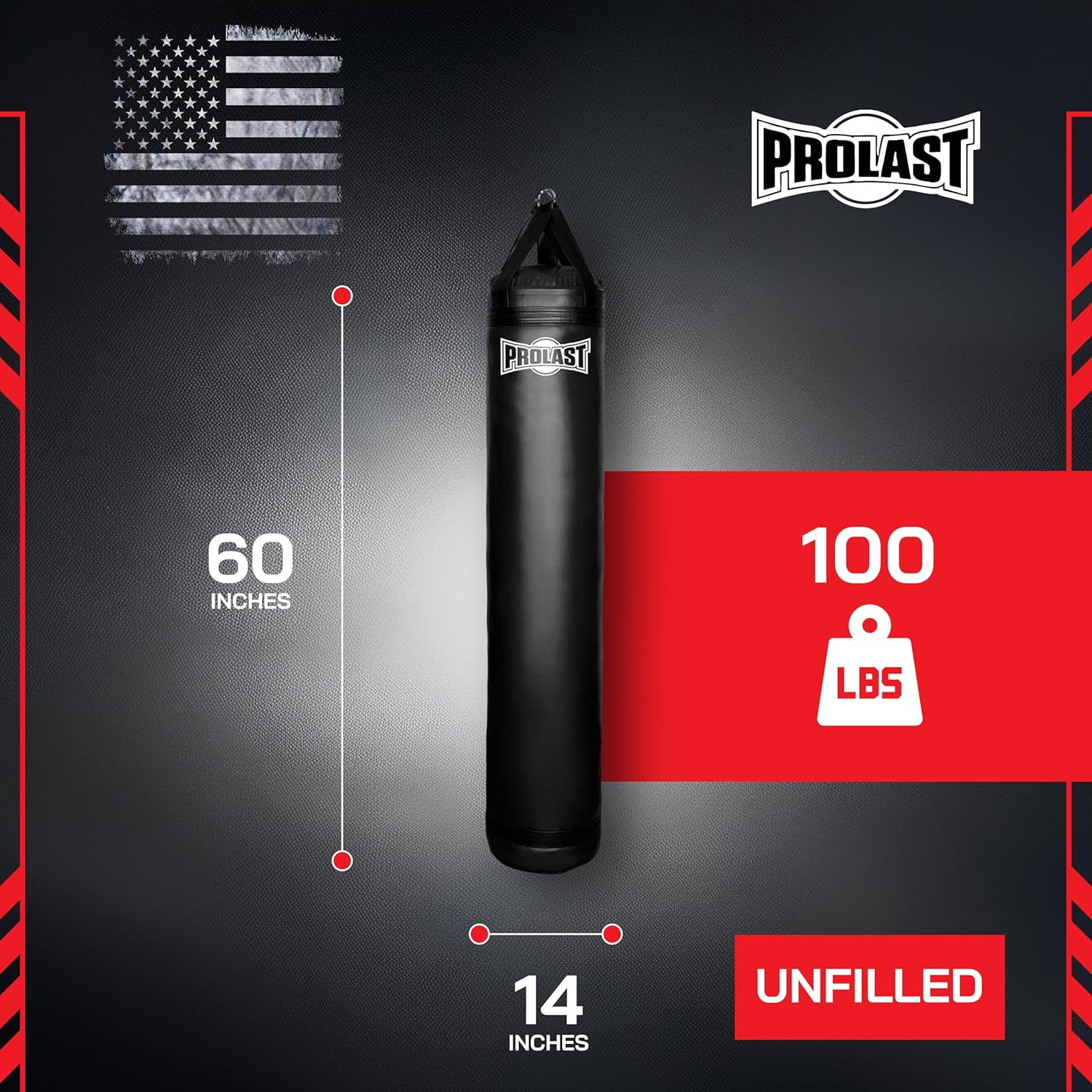 PROLAST Heavy Punching Kicking Bag for Adults, Boxing, MMA, Martial Arts, Muay Thai, Strength Training Equipment, 5ft, 100 lbs, Classic Logo