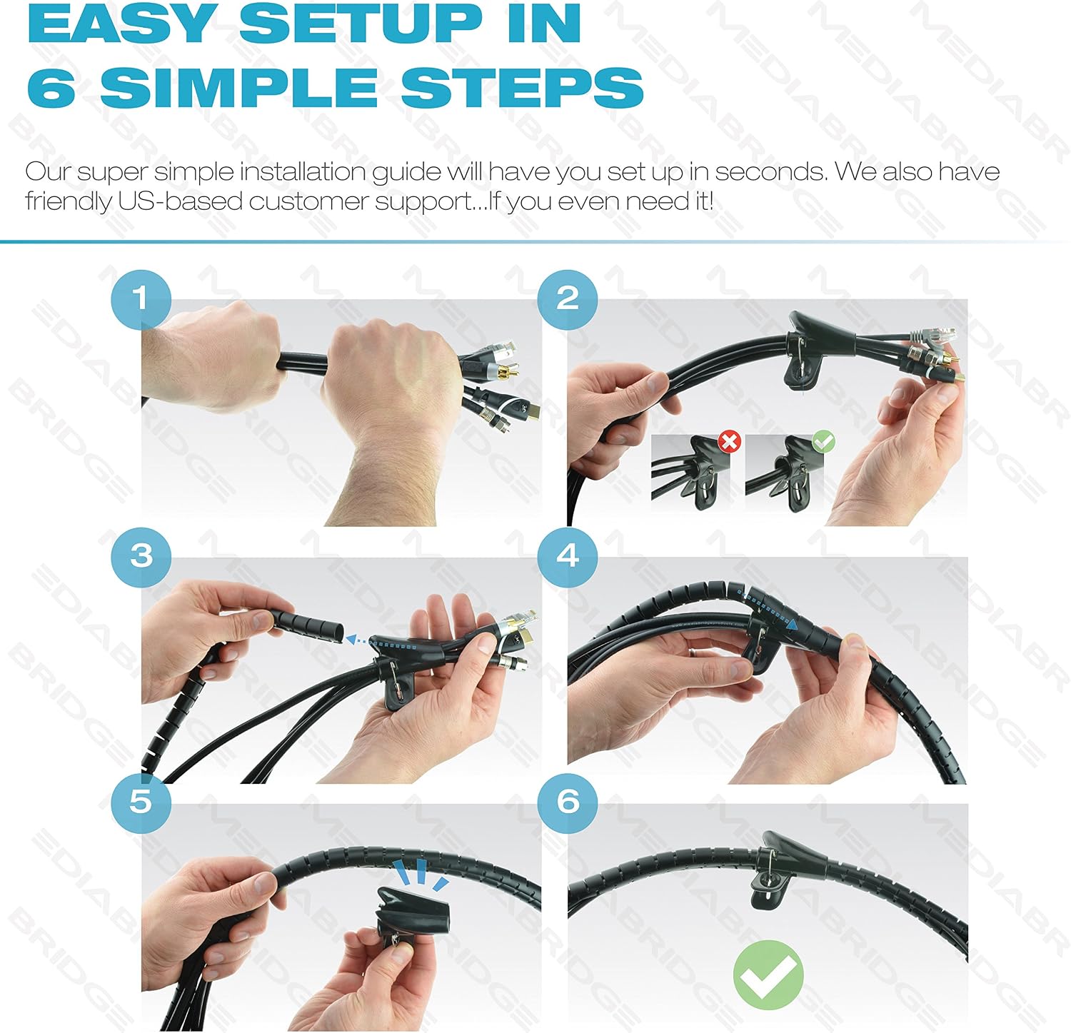 Mediabridge™ EZ Cable Bundler (6 Feet) - 1" Width - Flexible & Expandable Cable Management Sleeve (Part# CM1-25-06B)
