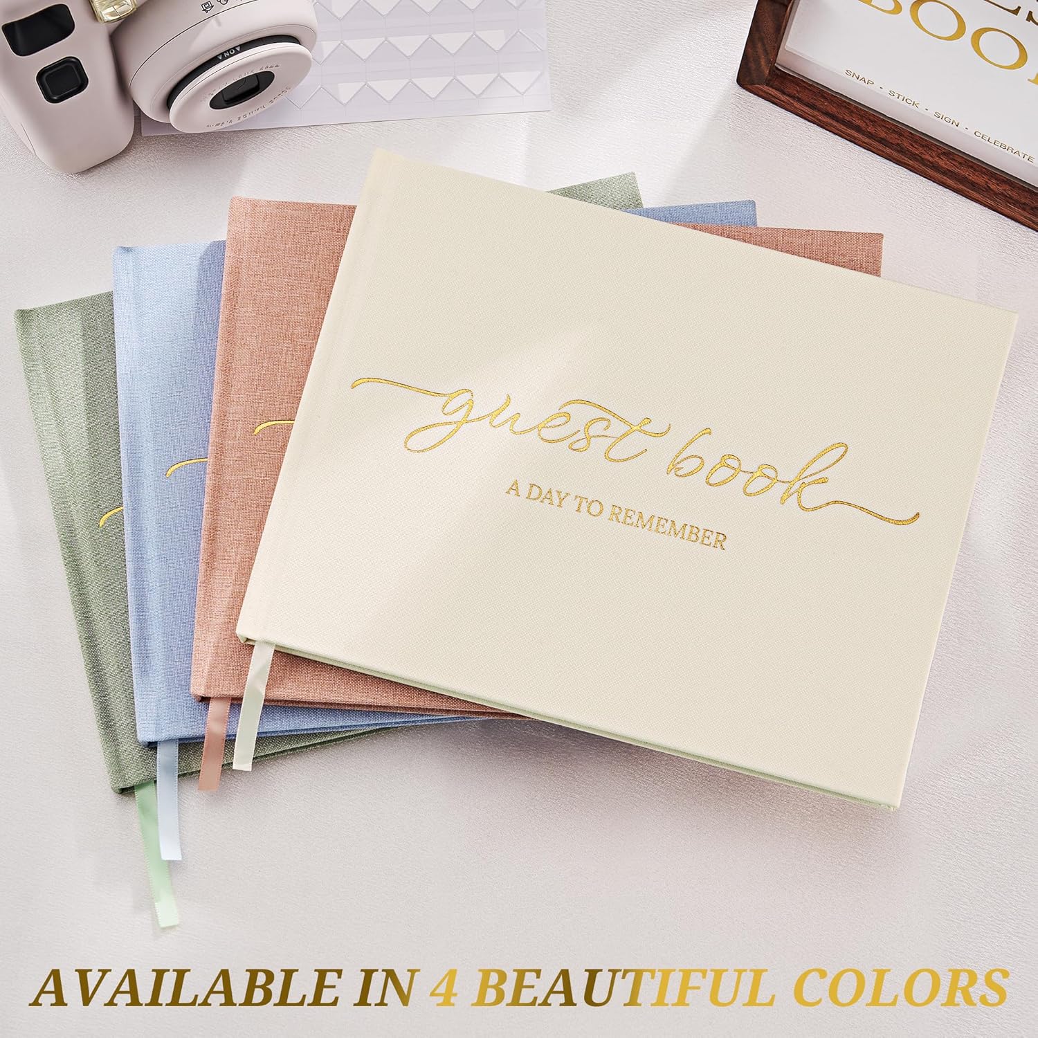 JARLINK Wedding Guest Book for Reception, Polaroid Sign-in Guestbook, Beige