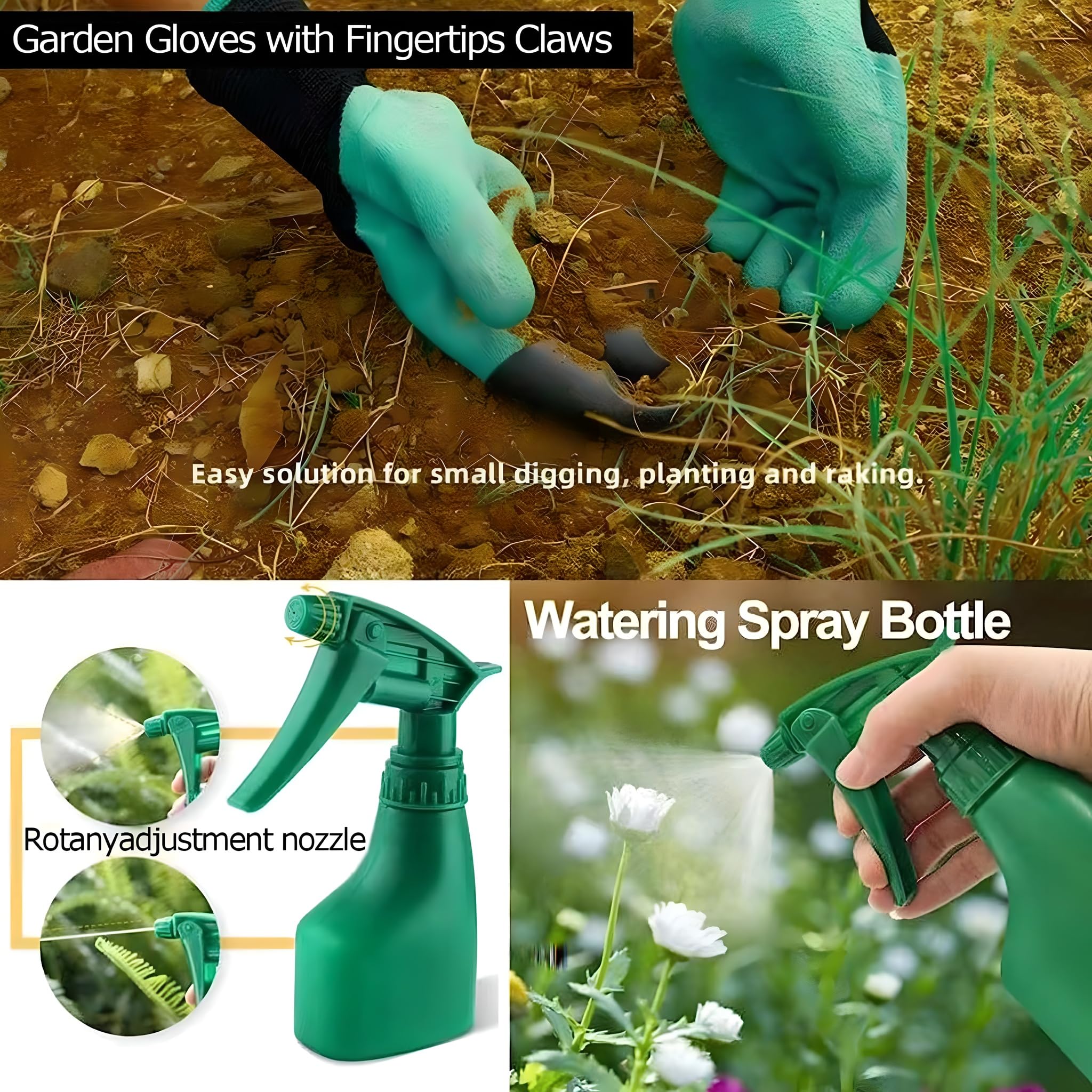 Conjunto de Herramientas de Jardín de Servicio de 11 Piezas con Bolsa de Almacenamiento 2 en 1, Kit de Jardinería de Mango Sin Deslizamiento para Mujeres y Hombres, Ideal para Plantar, Cultivo