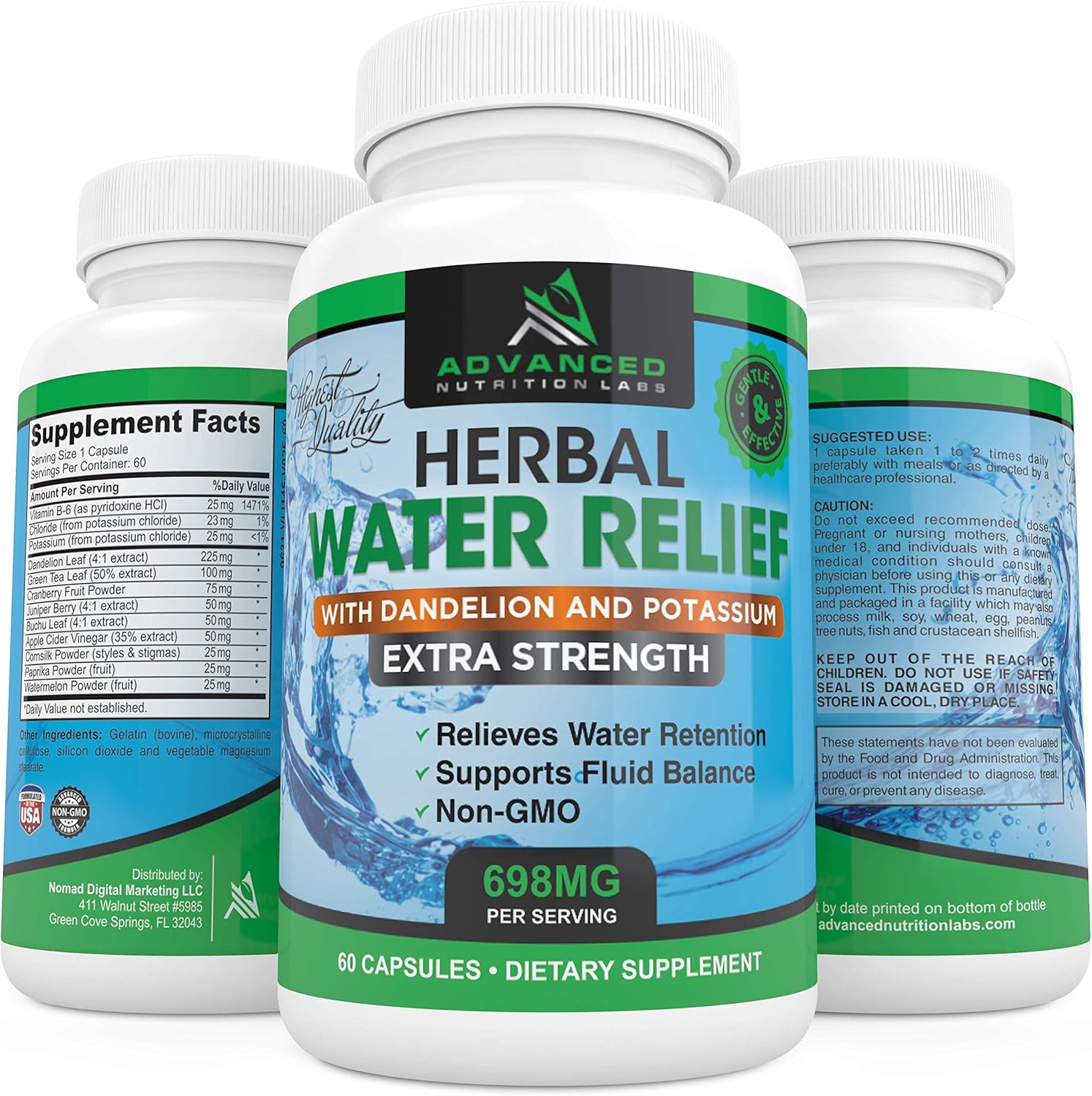 Herbal Water Relief Diuretic Pills with Dandelion and Potassium : Health & Household