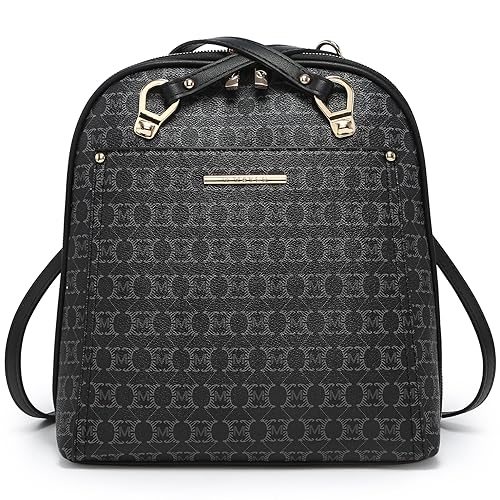 Womens Convertible Backpack Purse Multi-Pocket Handbag Fashion Designer Ladies Shoulder Bag for Travel Work - Black