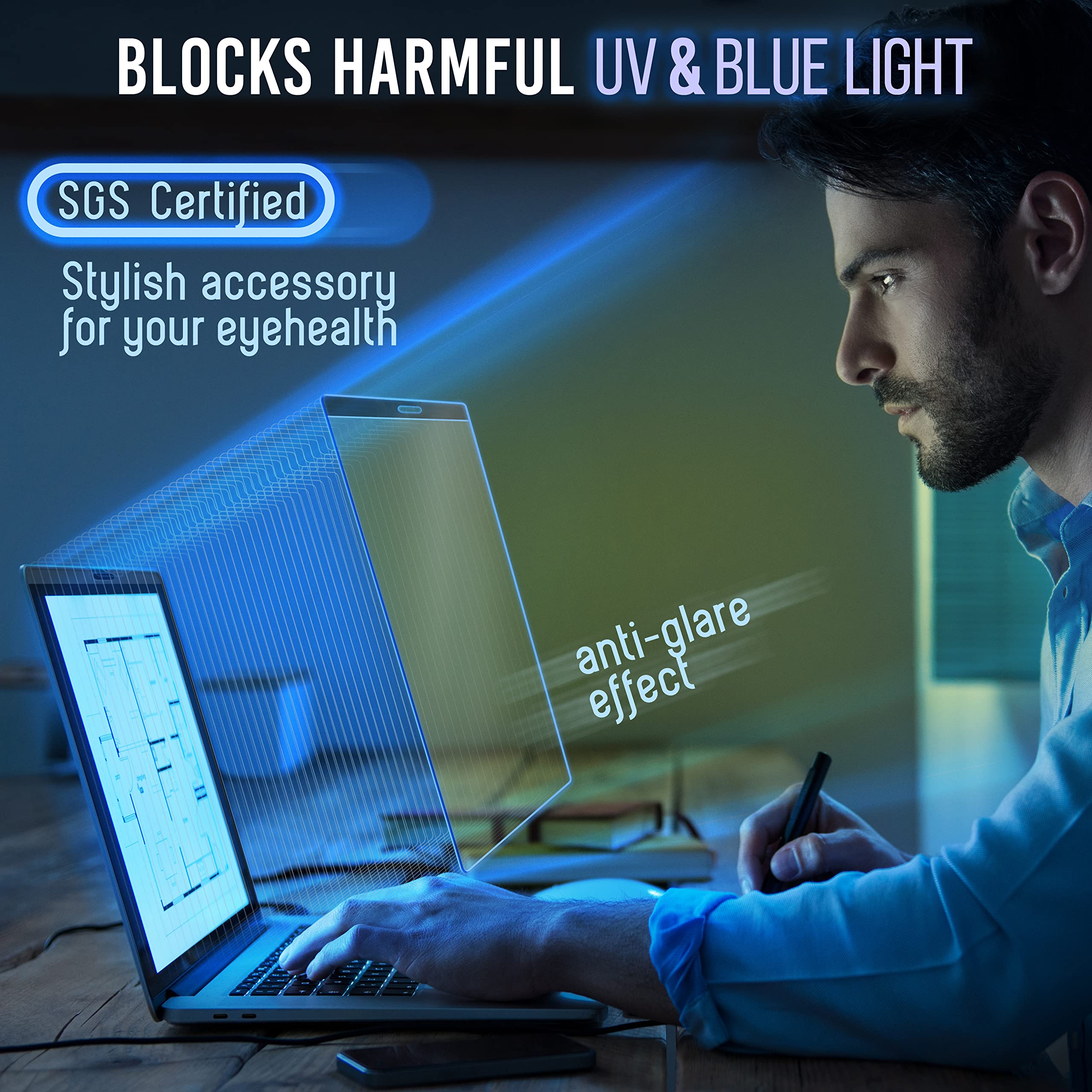 Protection Écran Amovible Anti Lumière Bleue Pour MacBook Pro 14" 2021-2024 M1 M2 M3 M4 - Filtre Protection Yeux Facile à Installer