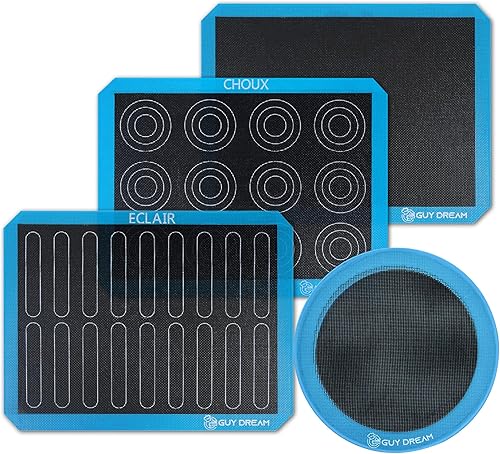 Miniatura 7 de GUY DREAM - Alfombrilla de silicona perforada antiadherente para hornear de 11-45 x 15-34 pulgadas, 2 alfombrillas Eclair para hornear, malla al