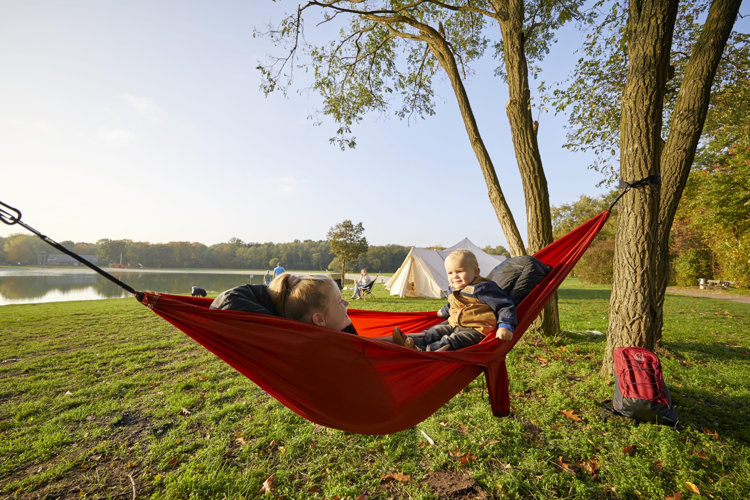 Grand Canyon BASS Hammock Double Hammock Hammock Hammock Hamac d'extérieur jusqu'à 180 kg - Hamac de voyage pour 2 personnes - Léger et compact avec protège-arbres