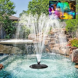 POPOSOAP Floating Pond Fountain with RGB LED Lights, 660GPH Pond Pump 30...