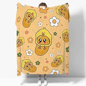 Potato Smile Pattern Print Hooded Blanket