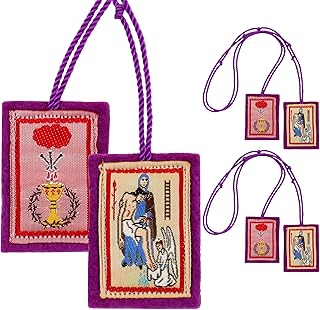 Small Purple Scapular Marie Julie Jahenny of Benediction and Protection Catholic Necklace Escapulario Morado