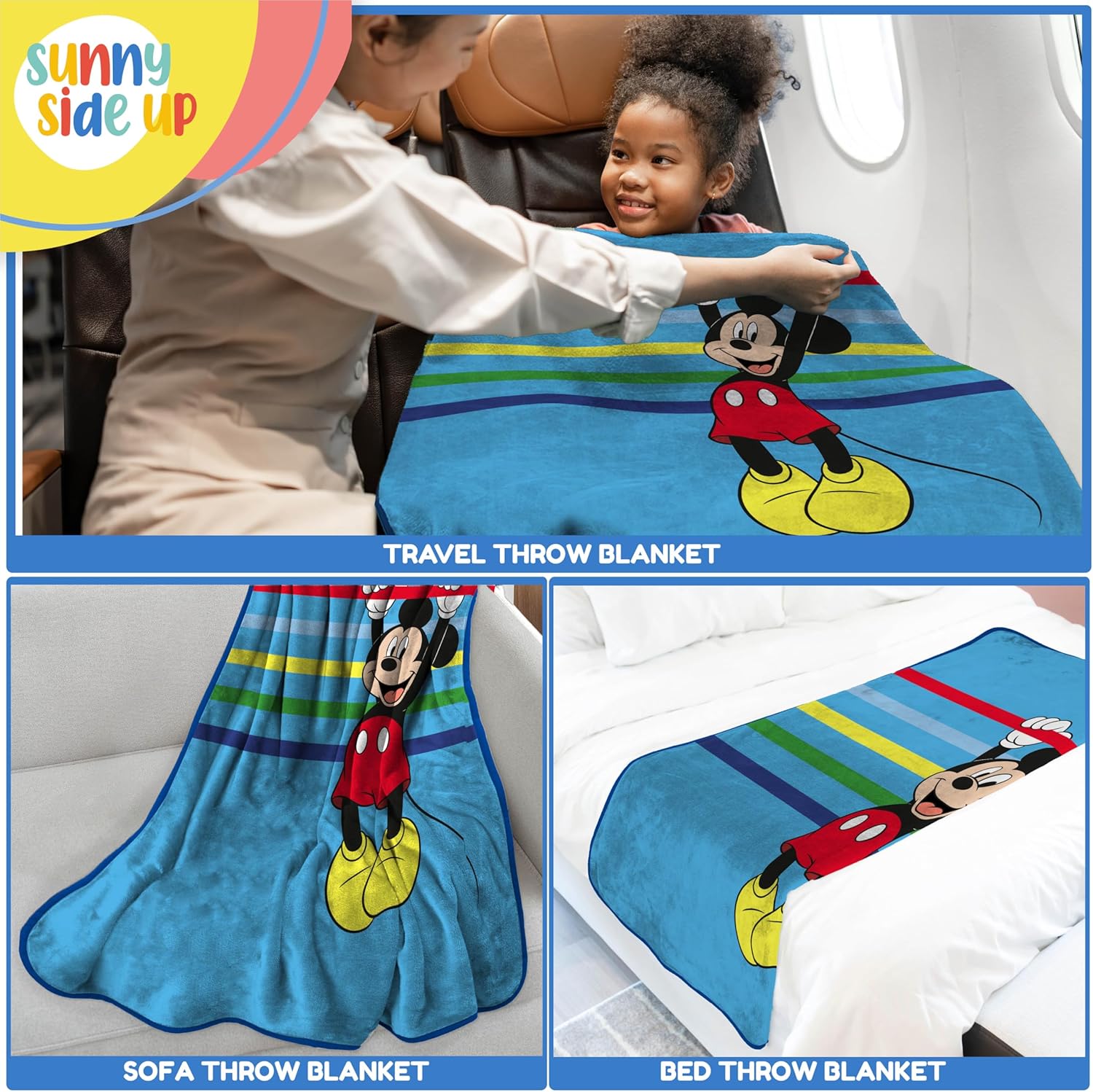Disney Mickey Mouse Plush Travel Throw Blanket - Measures 40 x 50 Inches - Super Soft & Cozy Travel Accessories - Image 3