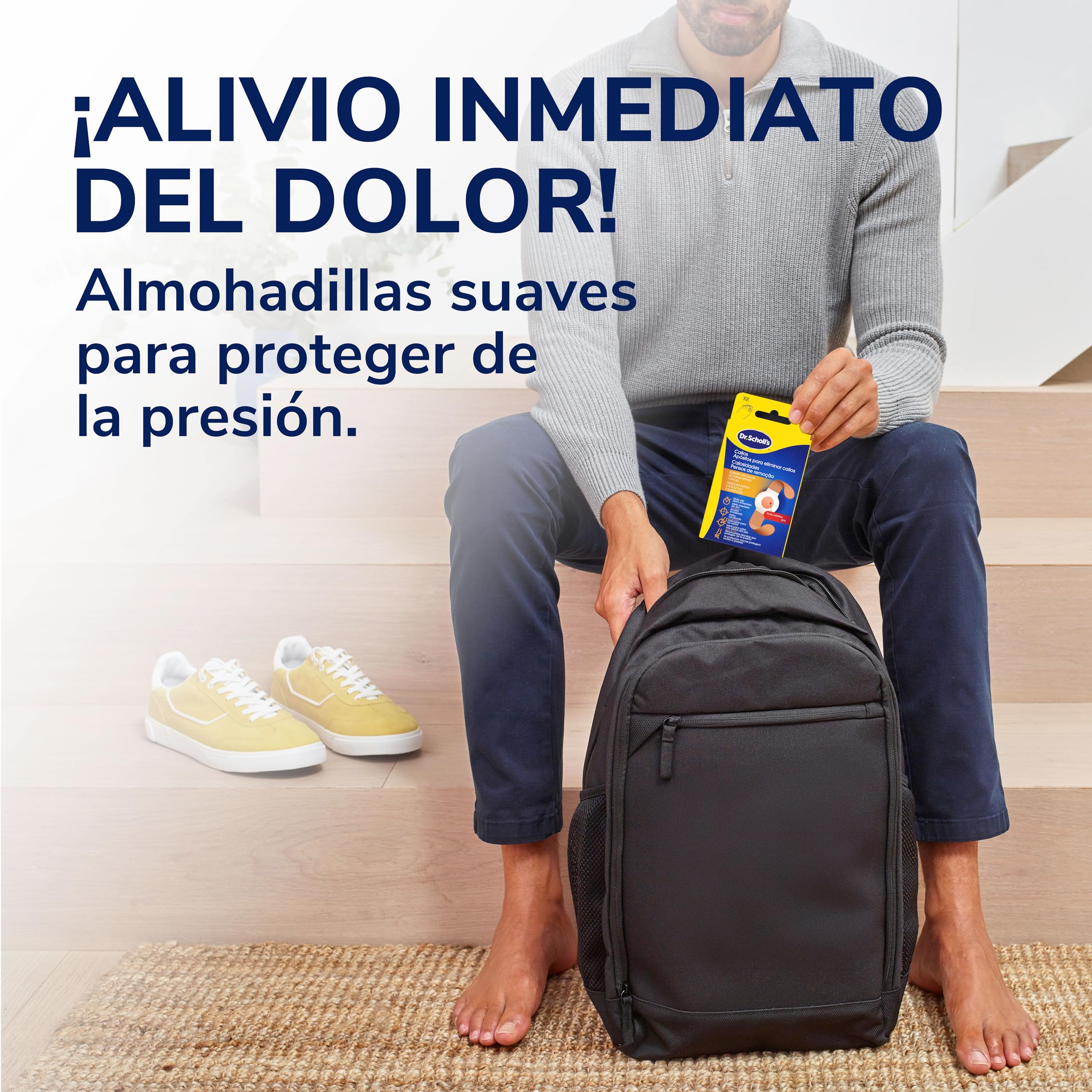 Dr. Scholl's Apósitos para eliminar callos x8 eliminador rápido y eficaz de callos en los pies, alivio inmediato del dolor, acción específica con ácido salicílico, almohadillas resistentes al lavado