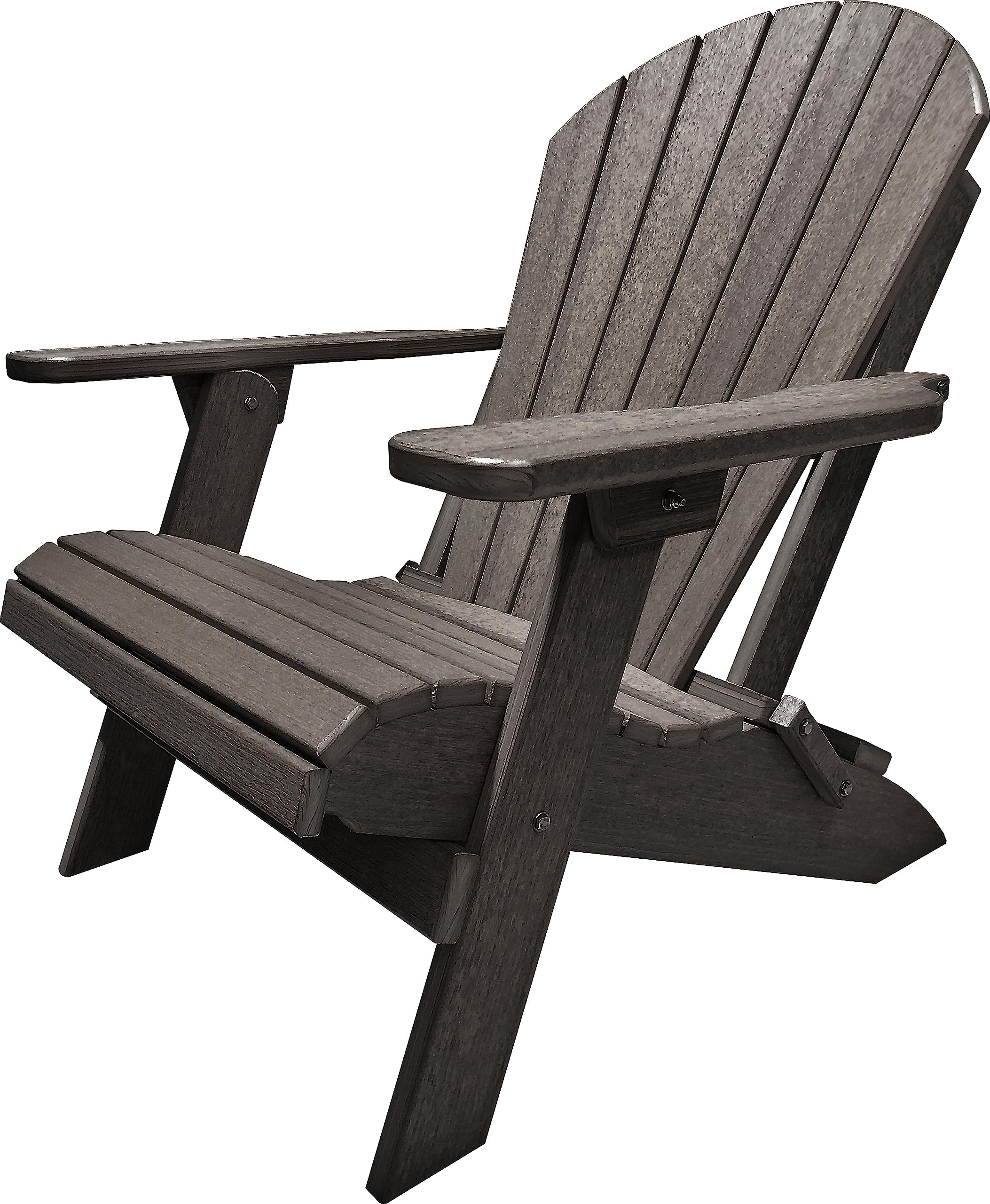 DuraWeather Poly® Classic King Size Folding Adirondack Chair (Coastal Grey)