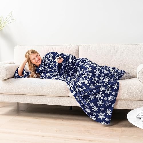 Miniatura 102 de PAVILIA Manta con mangas para adultos, mujeres y hombres, manta suave y cálida de forro polar, manta de regalo Negro -,Marrón,Burrito Beige,Carbón