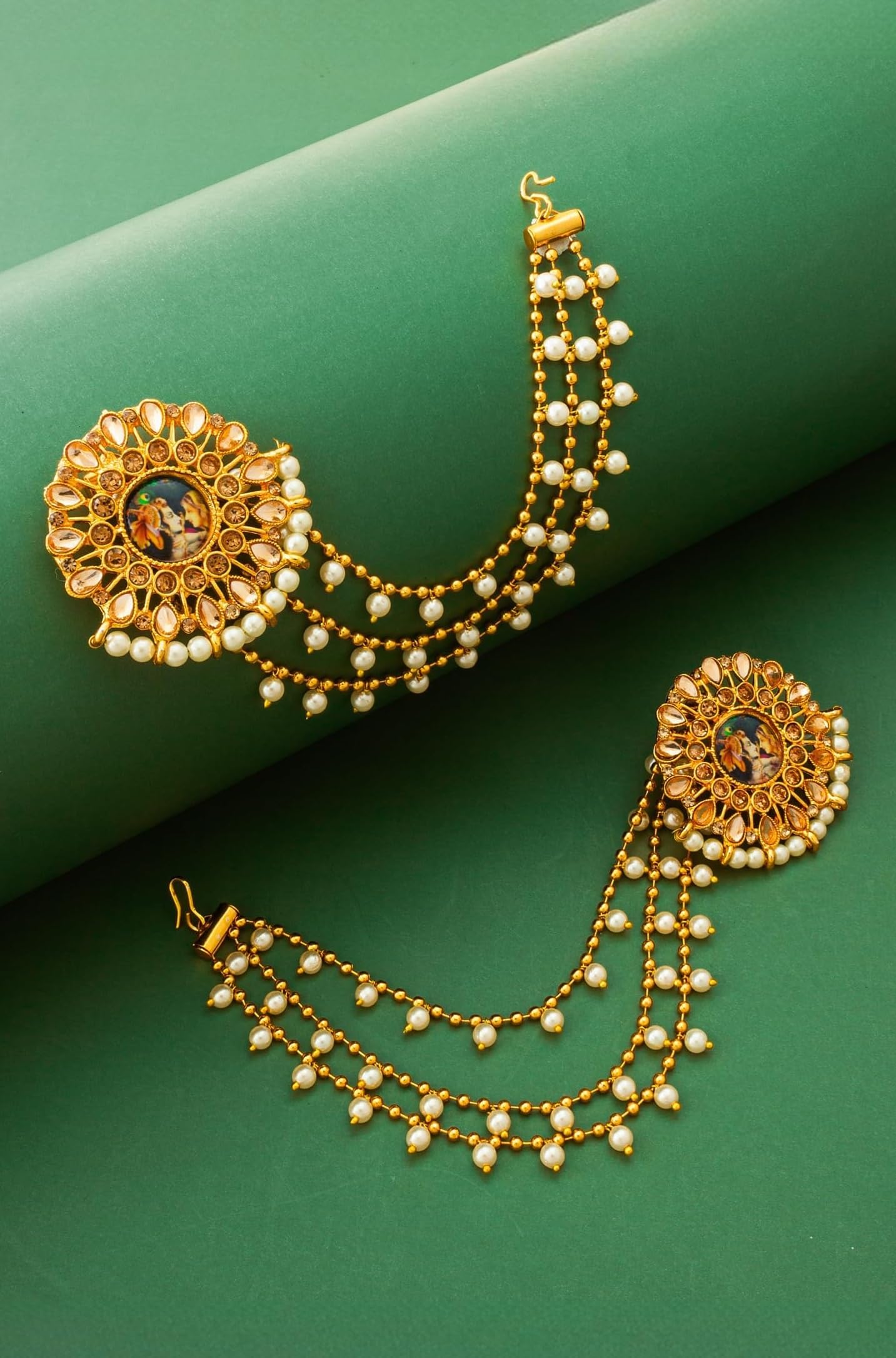 The Luxor Traditional Golden Non-Precious Metal Gold Plated and Pearl Earrings for Women and Girls