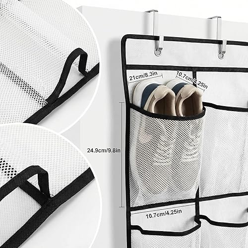 Miniatura 4 de Organizador de zapatos sobre la puerta con 14 bolsillos grandes de malla, almacenamiento colgante que ahorra espacio para zapatos y accesorios,