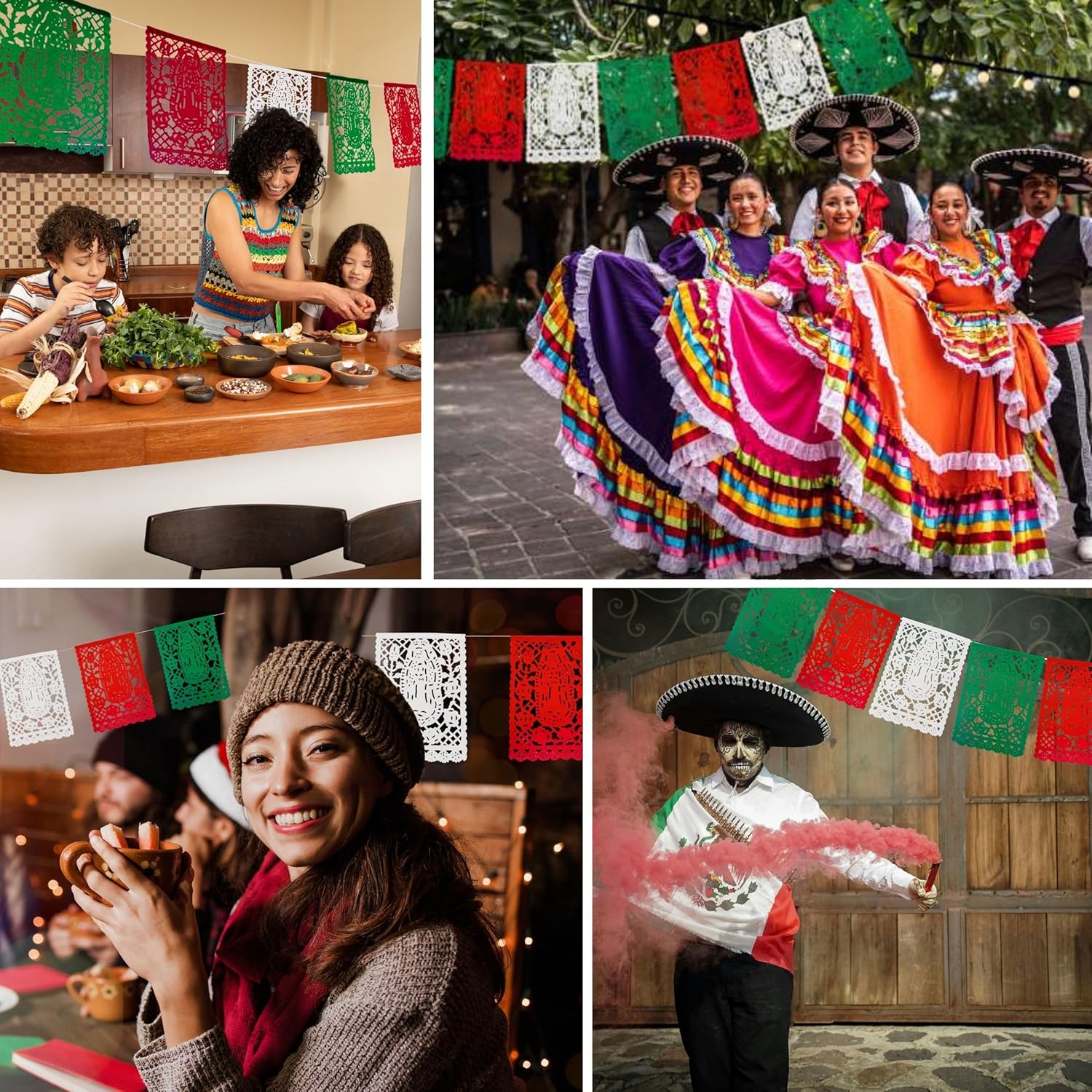 TexMex Fun Pack Bundle - XL Mexican Pinata (32") with Red Cones and Virgin of Guadalupe Party Banner 2-Pack