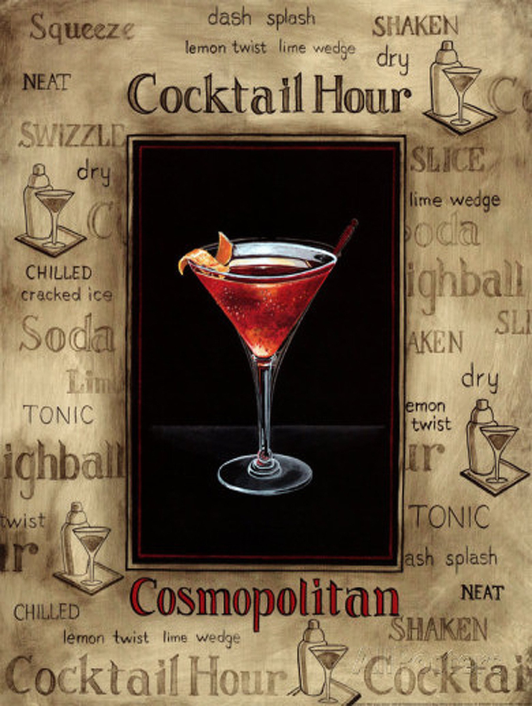 Shawprint Limited Shawprint Cocktail Hour Cosmopolitan Retro Metal Fridge Magnet 100Mm X 75Mm (1113F)