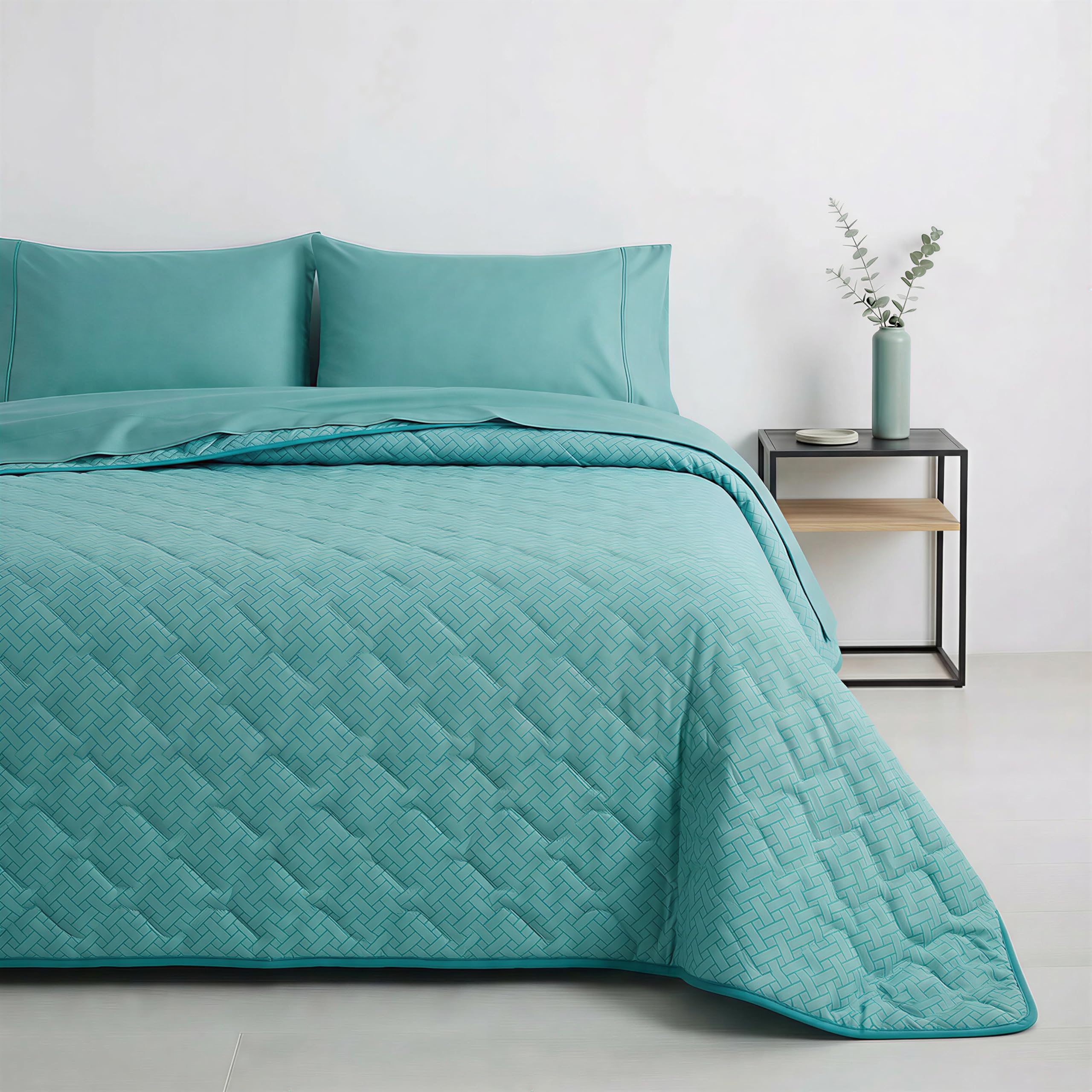 Mahome Colcha individual para primavera y verano, 100% puro algodón, 170 x 260 cm, ligera, reversible – Colcha acolchada suave transpirable hipoalergénica – Fabricado en Italia – Simme Tiffani
