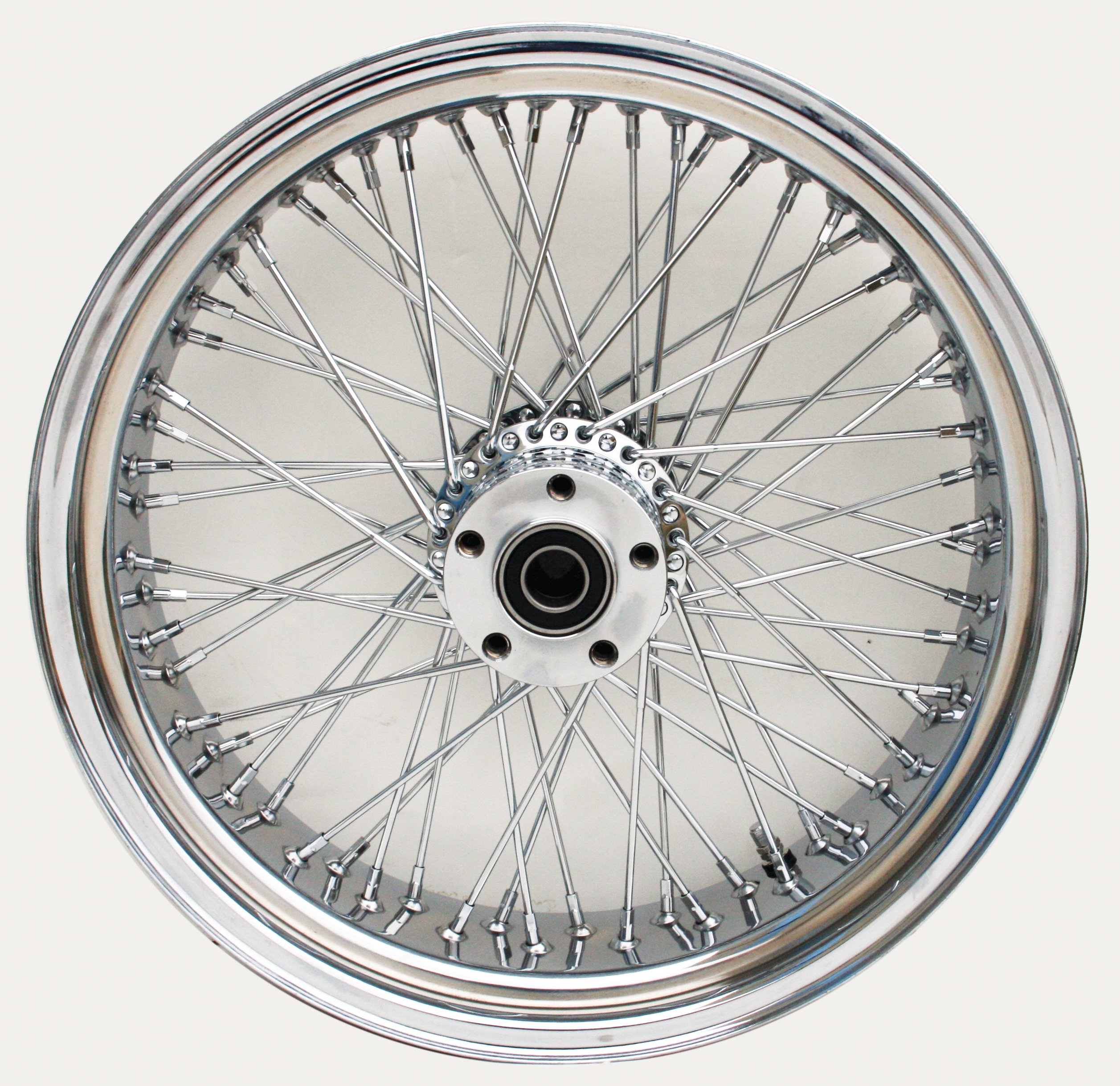 Ultima Complete Chrome 60 Spoke Rear Wheel - 16" X 3.5" With Billet Hub & Bearings For 1" Axle