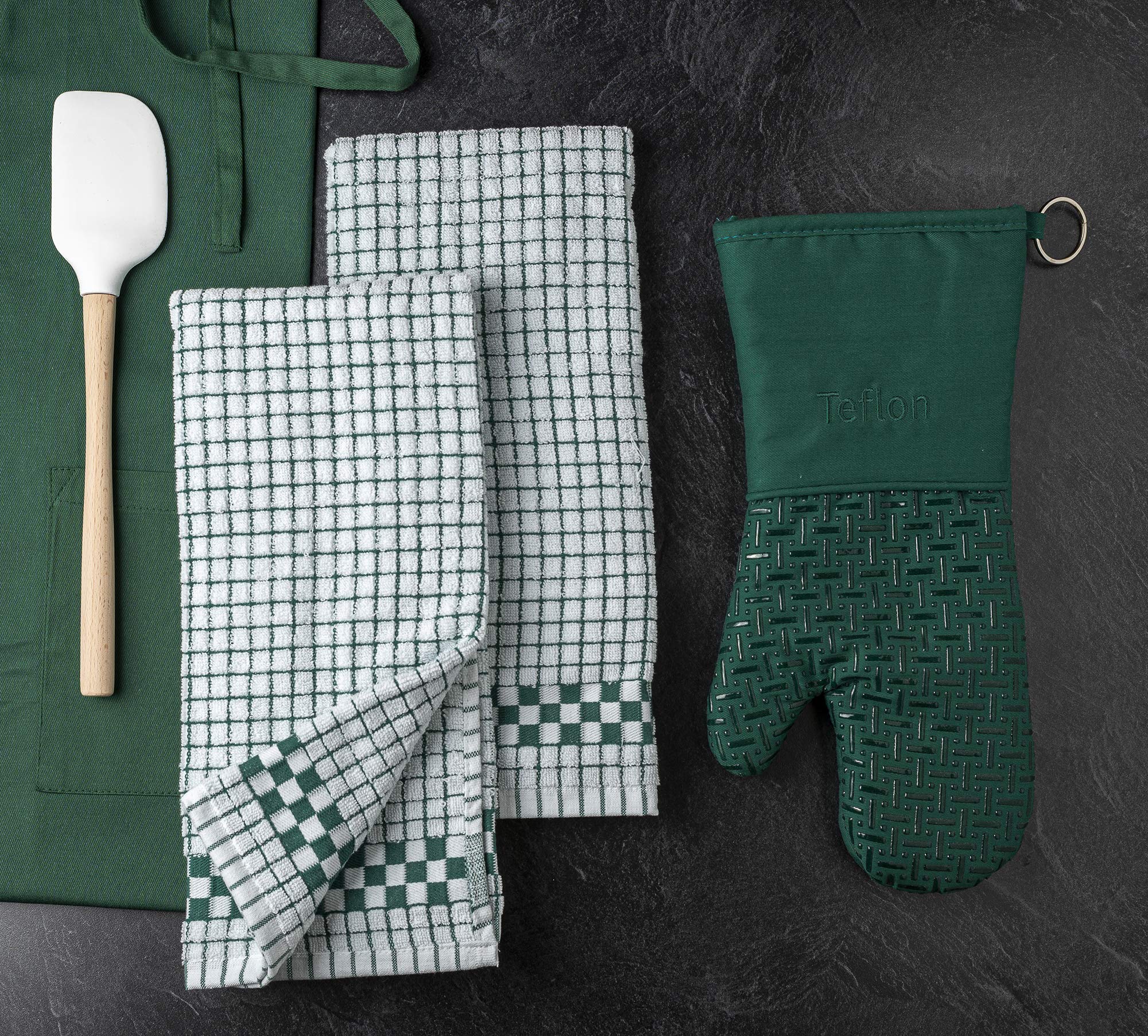 XLNT Lot de 9 torchons de cuisine ultra absorbants 100 % coton pelucheux durables avec point de boucle Vert 45,7 x 71,1 cm