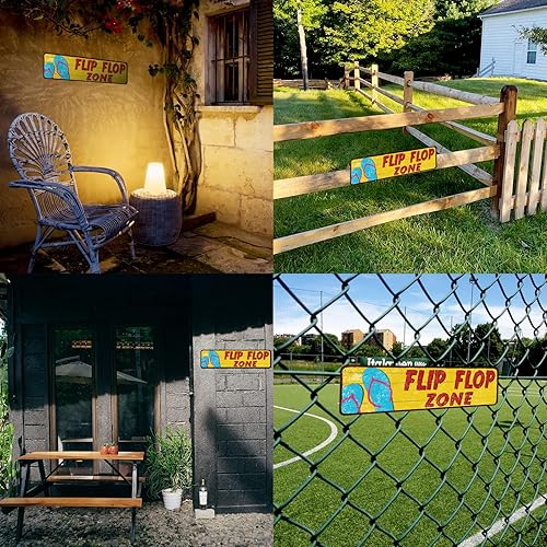 Miniatura 6 de Letrero de metal con temática de verano, decoración de pared tropical para casa del lago, terraza o patio cubierto, 4 x 16 pulgadas