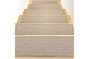RIOLAND Non-Slip Linen Carpet Stair Treads, 15-Pack Stair Runner for Indoor Wooden Steps