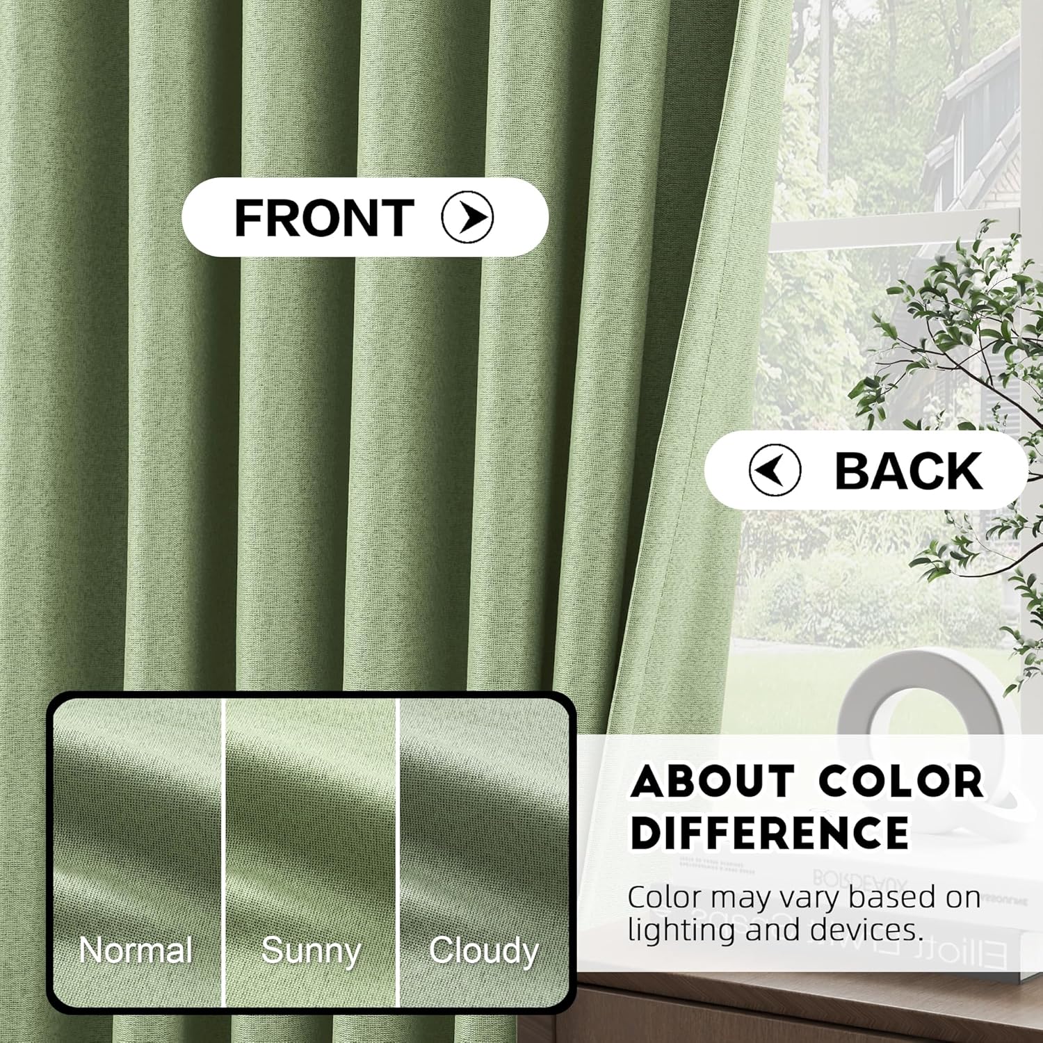 Sage Green Pinch Pleat Linen Curtains for Bedroom 100% Blackout Curtains 96 Inches Long Room Darkening Thermal Insulated for Living Room 1 Panel 60" Wx96 L