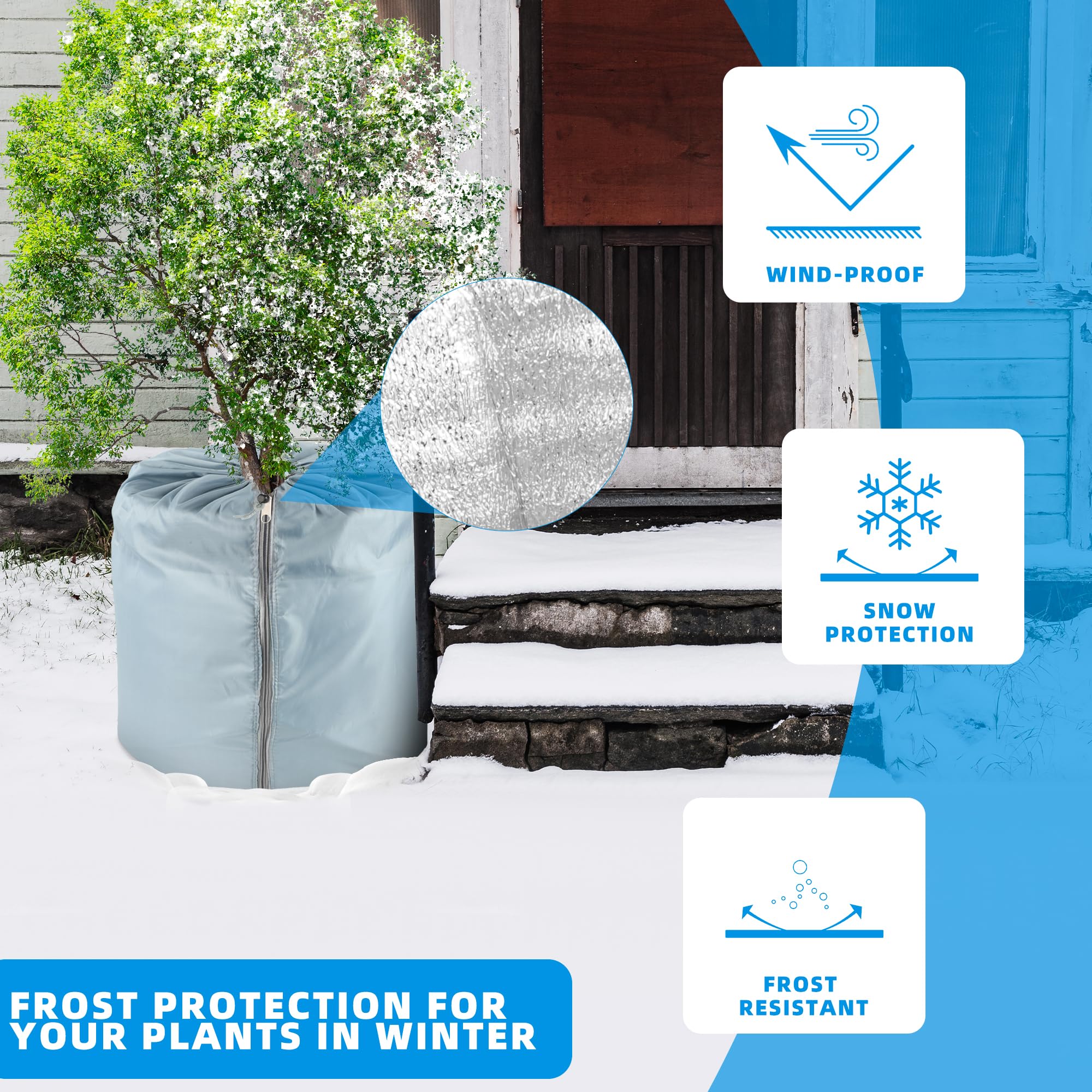 Lot De 2 Housses Hiver Pour Pots De Fleurs - Taille 150x45x40 Cm, Avec Cordon De Serrage - Protection Gel Et Poussière
