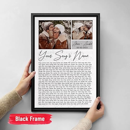 Vista 229 de H-DEWALL Letras de canciones personalizadas, lienzo enmarcado en marrón, música romántica del día de San Valentín, regalo personalizado para marido