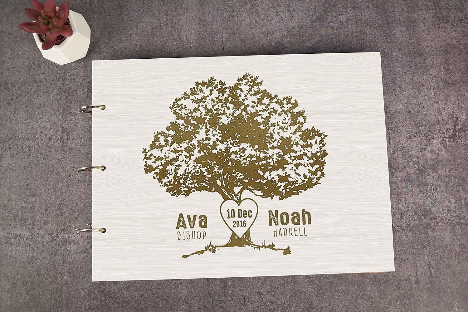 Darling Souvenir Personalized Engraved Laser Cut Wedding Guest Book Wooden Cover Sign-in Book Registry Guestbook Scrapbook-XG