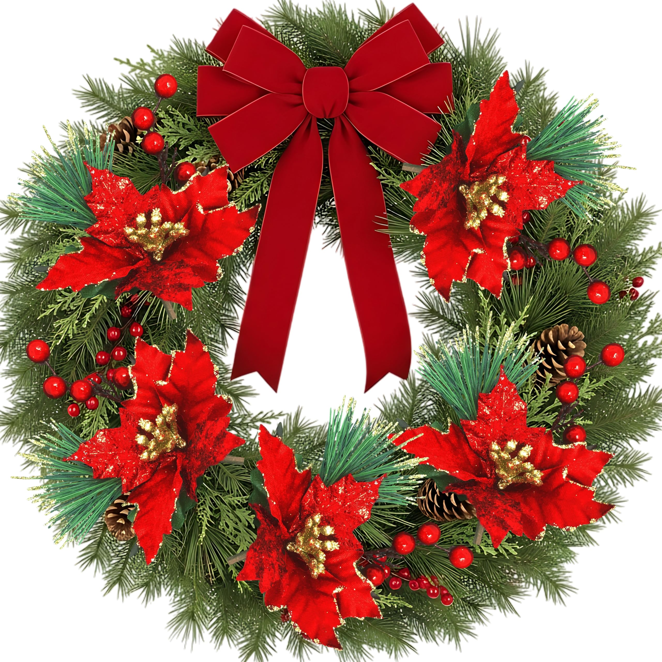 BANBERRY DESIGNS - Juego de 10 púas navideñas de Pascua roja, color rojo y dorado