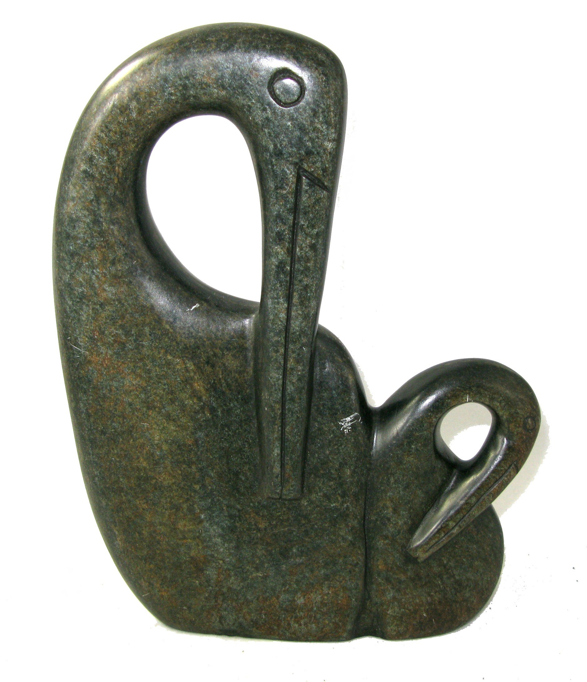 The Friendly Trading Co Heron Pair Sculpture in Serpentine Stone 18 cm 8 inch African Hand Crafted by Shona People of Zimbabwe